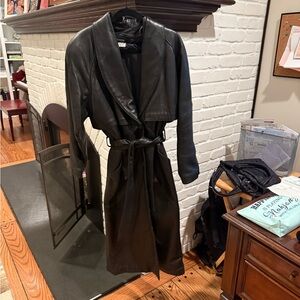 Wilson Black Leather Trench Coat